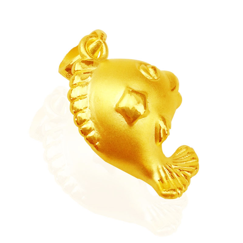 升和珠宝 黄金吊坠 3d硬千足金小金鱼金坠子硬金颈饰 金鱼报喜