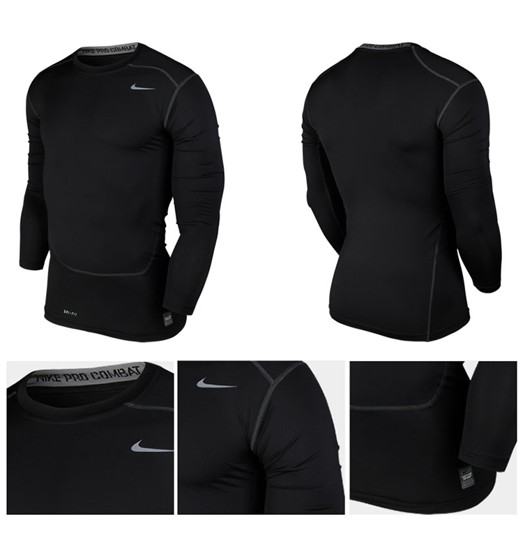 nike耐克pro紧身衣加绒篮球训练服男子运动健身衣弹力速干长袖t恤