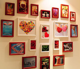 20框桃心相框墙/照片墙组合/背景墙 浪漫心形组合【明星产品】