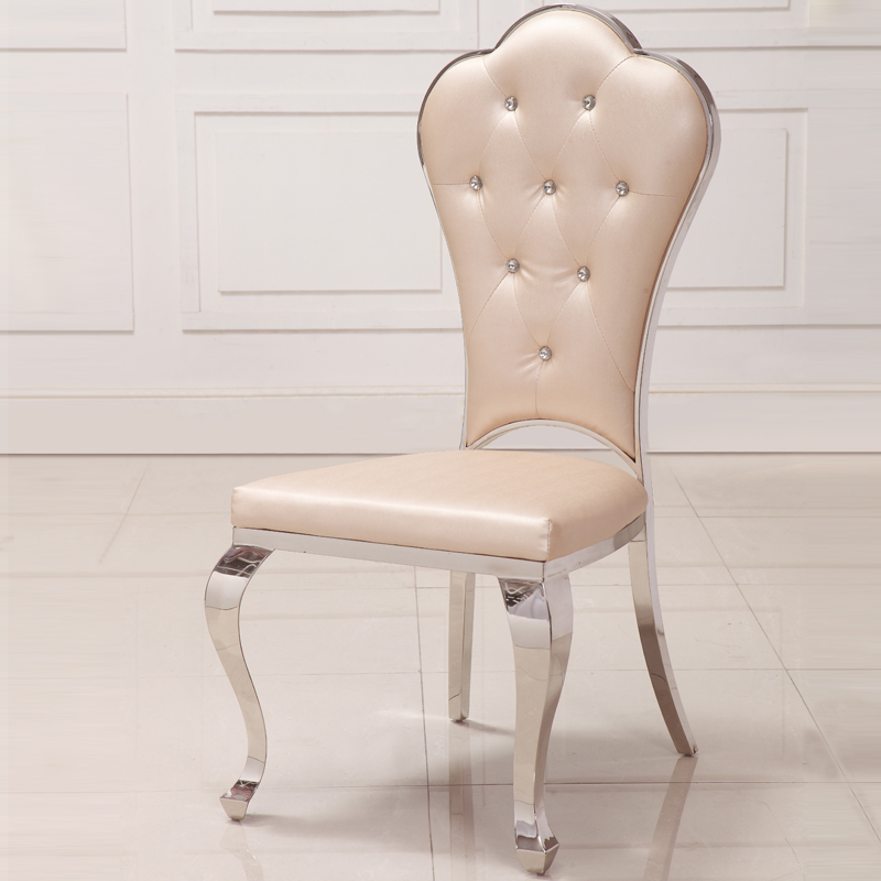 餐椅新古典不锈钢休闲靠背椅子 宜家现代简约餐椅410 - 紫孔雀家具