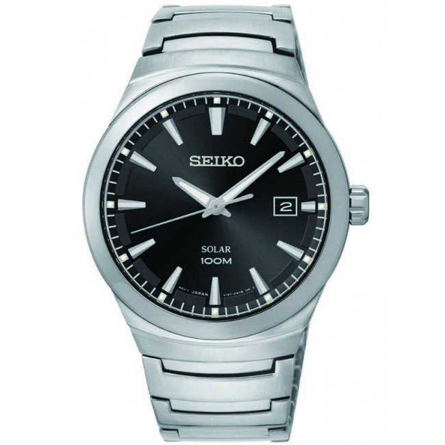 seiko/精工 solar太阳能100米潜水男钢表 sne291 黑色表盘包邮