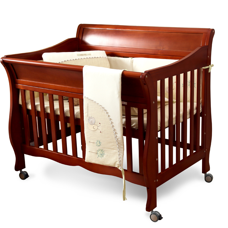 蒂爱欧式婴儿床实木松木无味环保漆宝宝bb床白色出口多功能儿童床