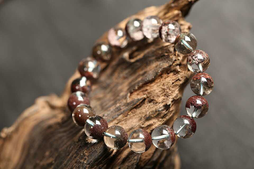 天然巴西红幽灵水晶手链