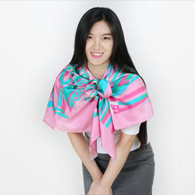 莲花印象  桑蚕丝斜纹绸丝巾