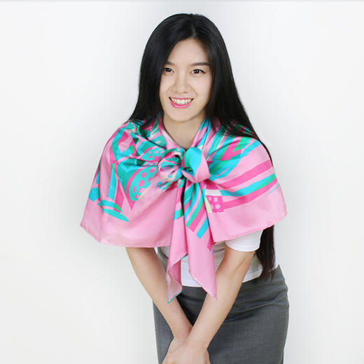 莲花印象  桑蚕丝斜纹绸丝巾 商品图0