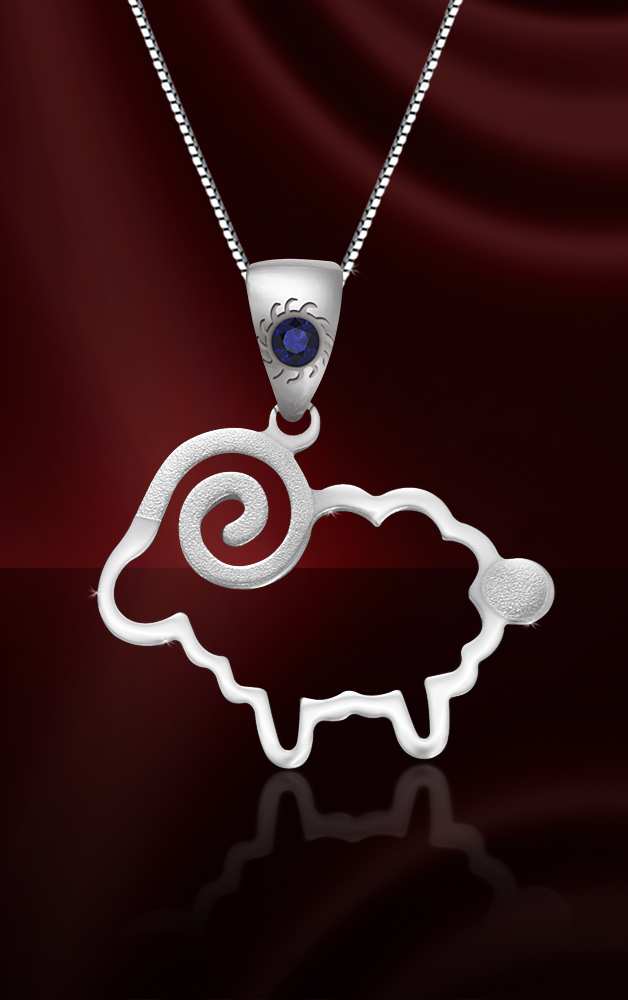 蓝宝石羊宝宝纯银吊坠