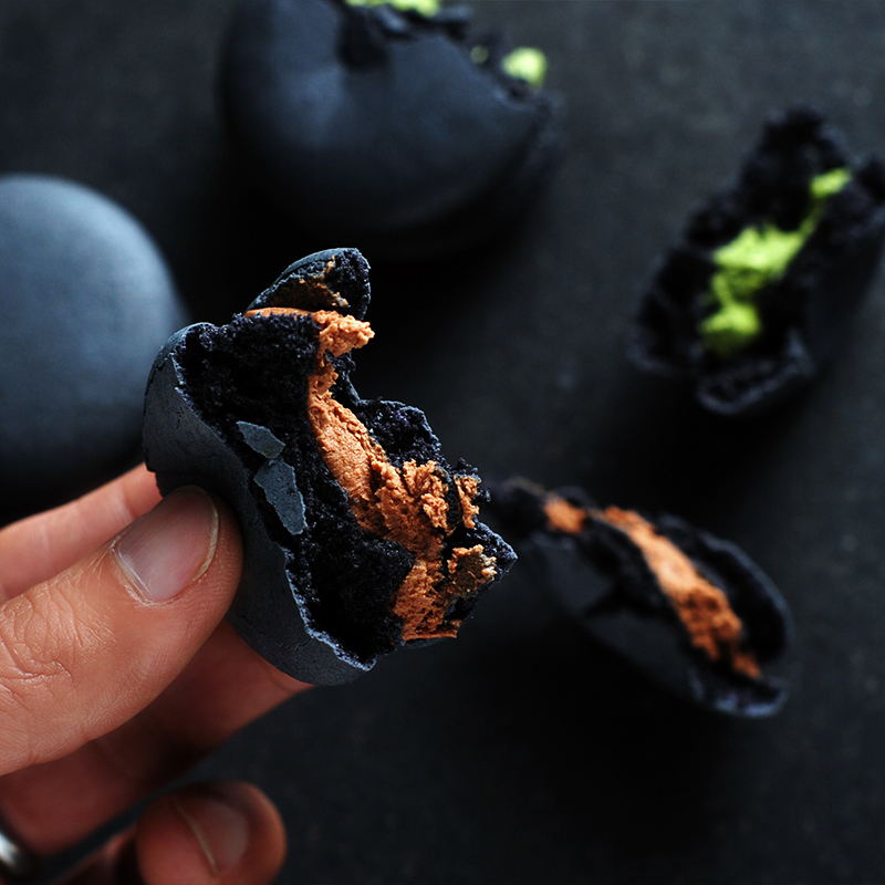 古樾 古法黑色马卡龙甜点黑魔法5粒装