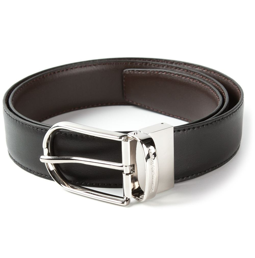 ermenegildo zegna男士黑色牛皮皮带s1809a002