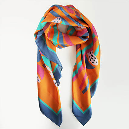 莲花印象  桑蚕丝斜纹绸丝巾 商品图3