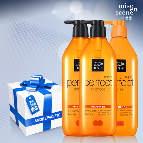 韩国 爱茉莉美妆仙miseen scene洗发水 橘色损伤开叉断发强效修 套装2