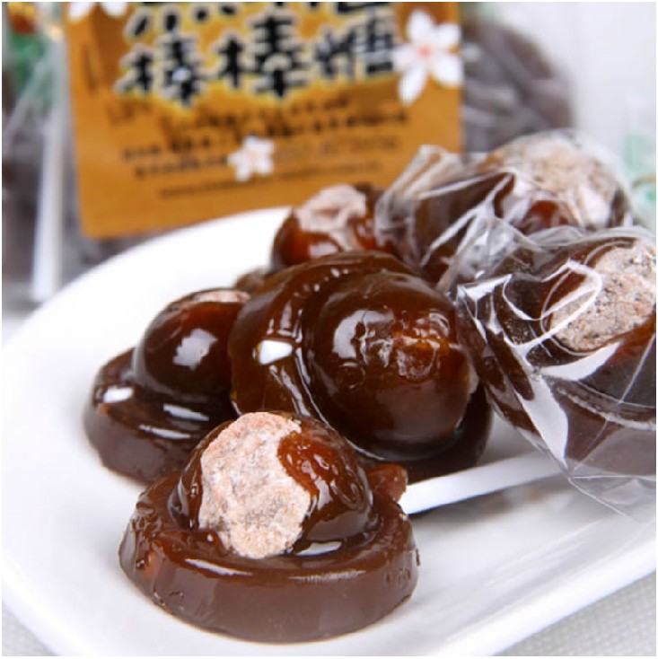 狐狸夫妇 台湾进口食品素手浣花纯黑糖话梅棒棒糖 10支装无添加剂