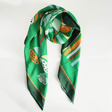 莲花印象  桑蚕丝斜纹绸丝巾 商品图5