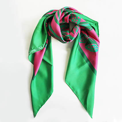 莲花印象  桑蚕丝斜纹绸丝巾 商品图3