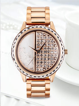 micx轻奢潮品-米丽莎复古闪耀表盘钢带水钻手表
