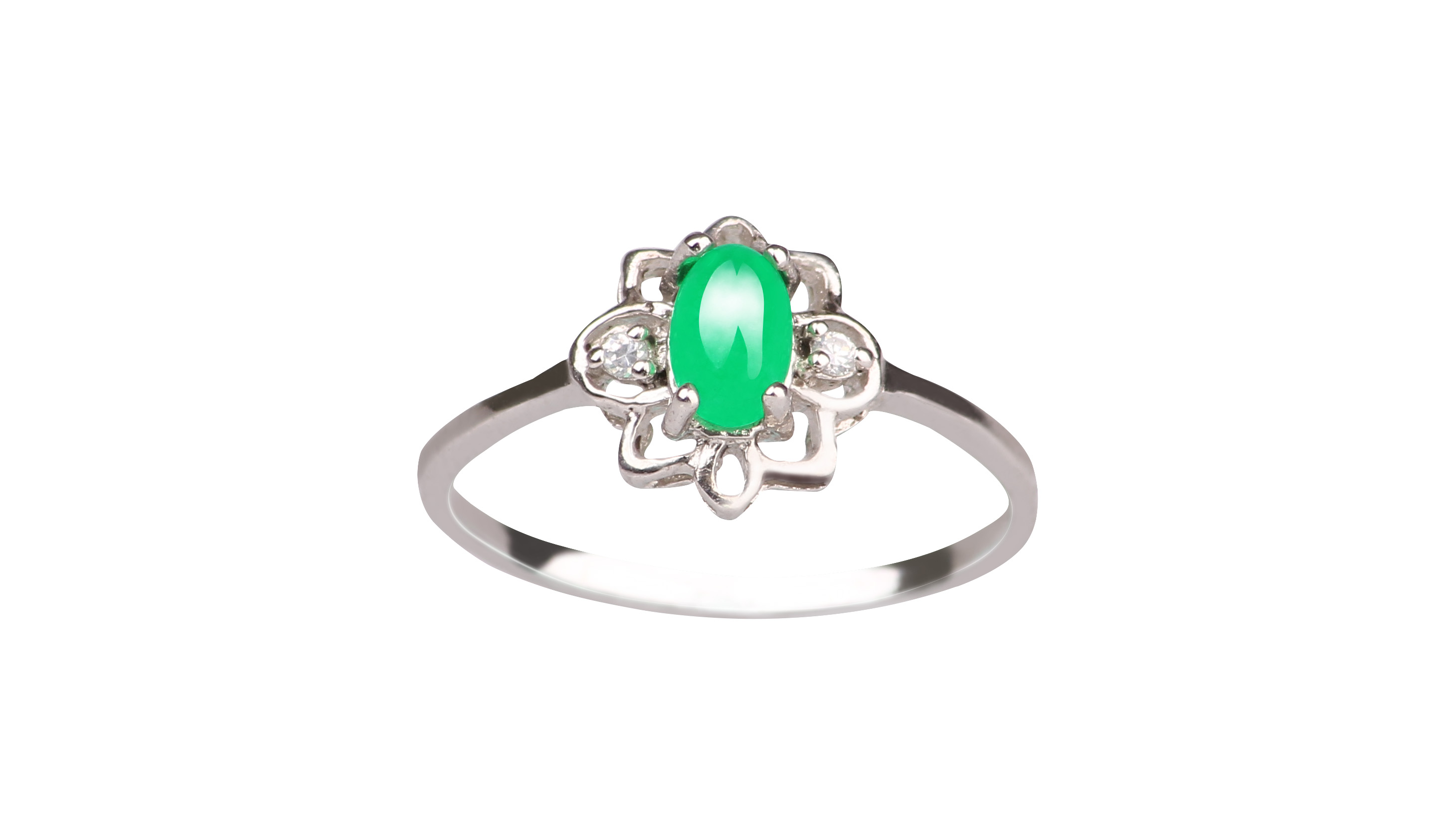 2015天然绿宝石925纯银镶嵌戒指时尚女款 - 嘉隆珠宝