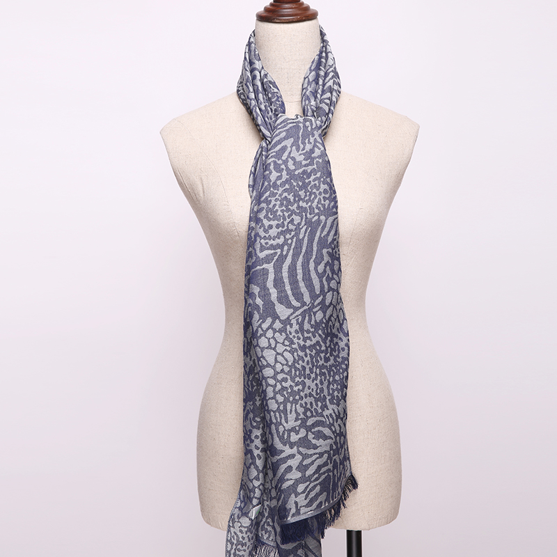 喜得宝纹絮丝羊毛围巾印花桑蚕丝混纺真丝丝巾围巾 170cm*55cm