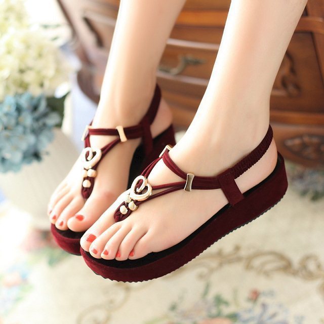 2015夏季新款学院平底凉鞋镂空松紧带一脚蹬舒适女士凉鞋