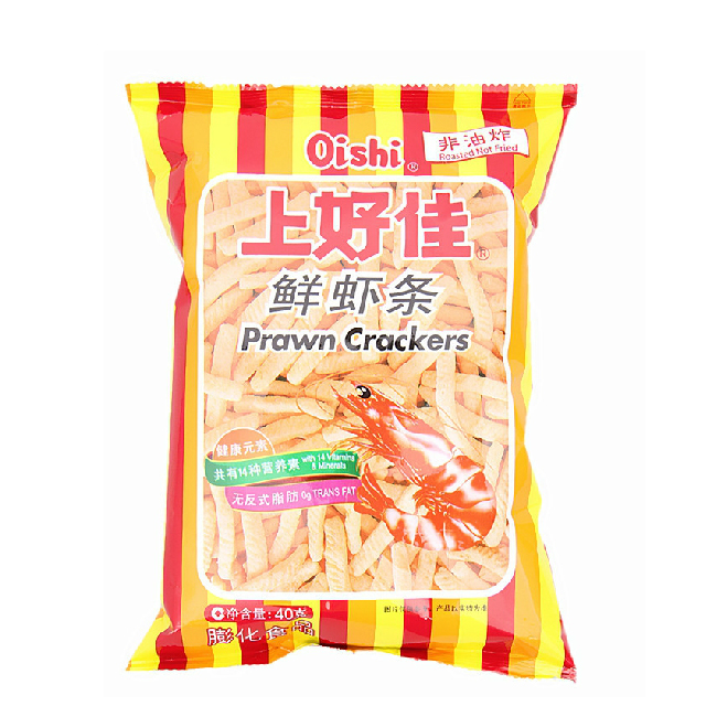 上好佳非油炸鲜虾条40g,零食