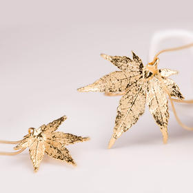 日本枫项坠项链 镀24k金/925银 意大利进口首饰 艾比丘 金叶子