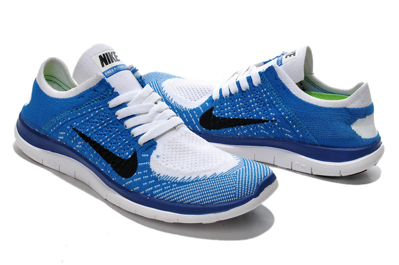 耐克夏季男鞋赤足free4.0网面透气白宝蓝跑鞋运动鞋飞线休闲鞋