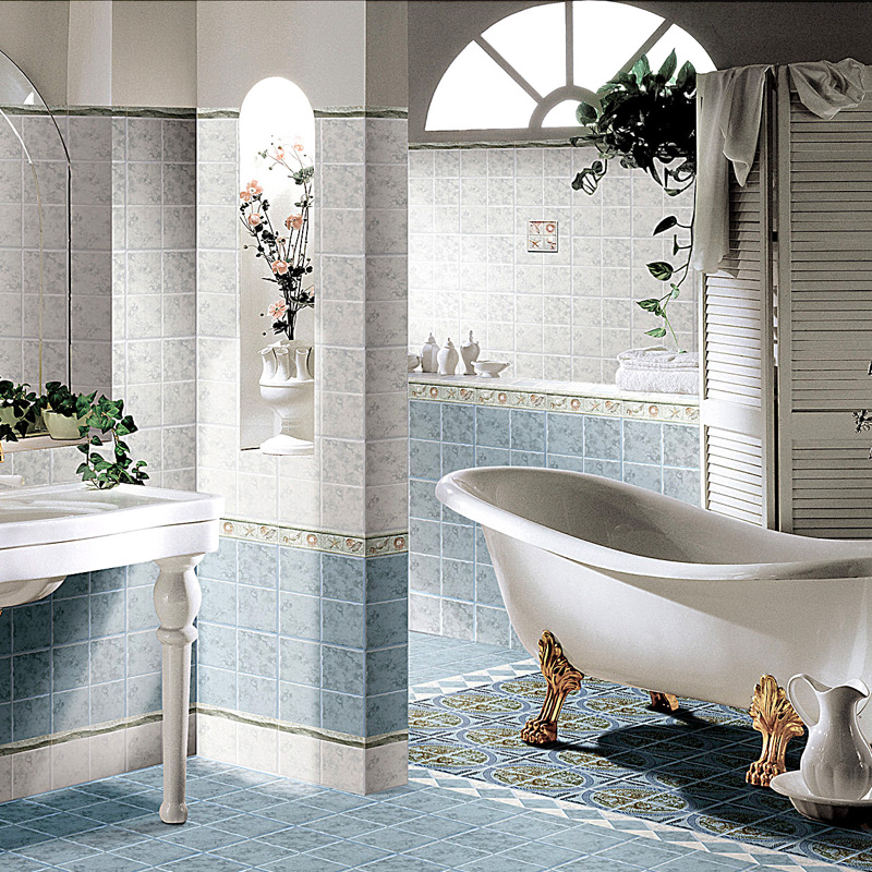 唐古拉卫生间仿古砖瓷砖田园地板砖釉面砖墙面砖腰线防滑仿古砖