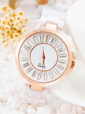 micx轻奢潮品-米丽莎陶瓷表带钻刻度石英女表