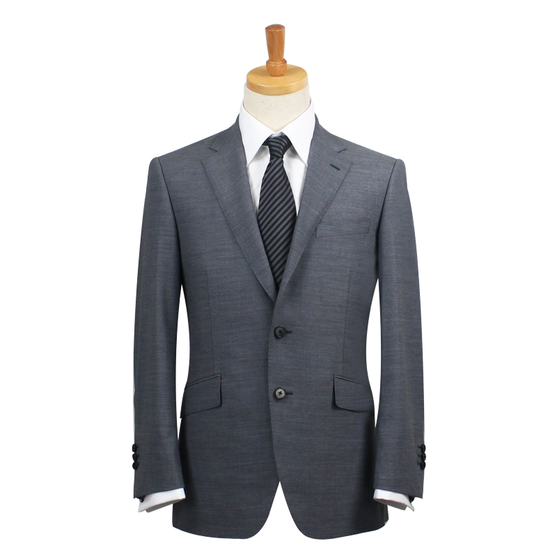eabri高唯系列中灰色平纹平驳领单排两粒扣西装