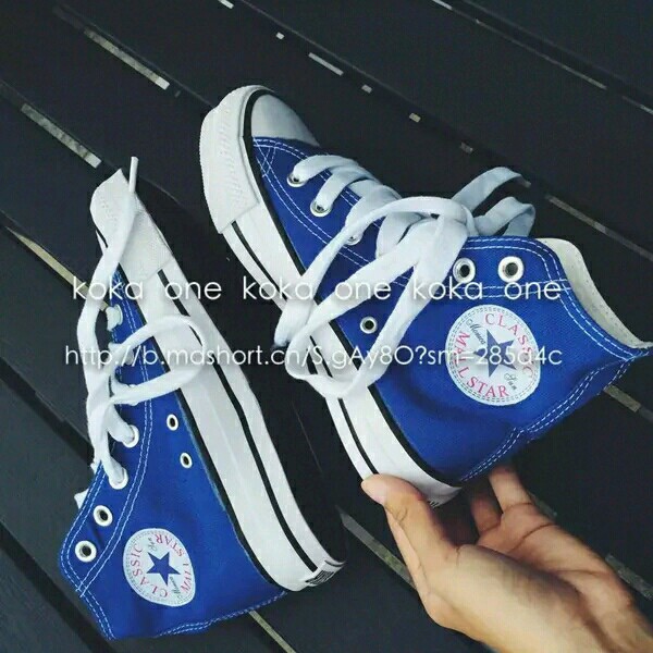 koka one韩国ulzzang百搭复古蓝港味系带帆布鞋