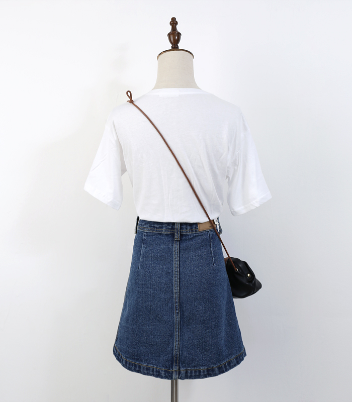 韩国2015时尚潮流单排扣双兜口袋高腰牛仔短裙小a裙半身裙女裙