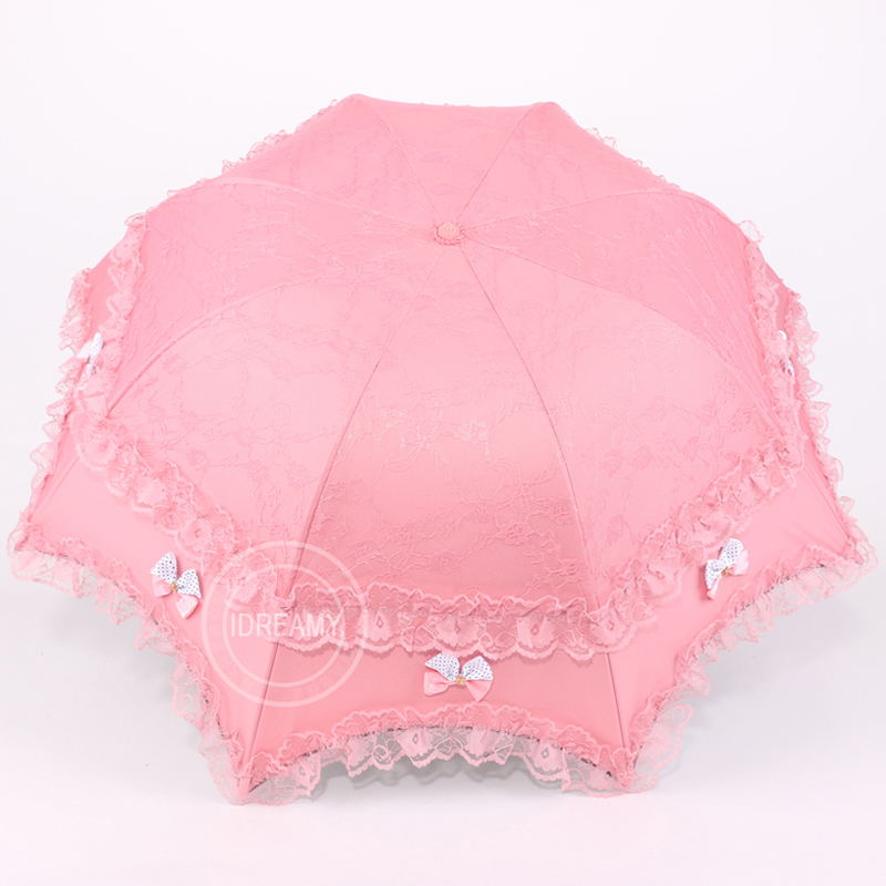 爱丽嘉立体绣花蕾丝黑胶遮阳伞超防风防晒防紫外线公主伞晴雨女伞