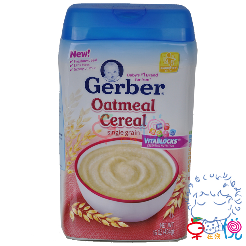 原装进口 辅食 美国嘉宝燕麦米粉 二段 454g 6个月以上 满138元包邮18