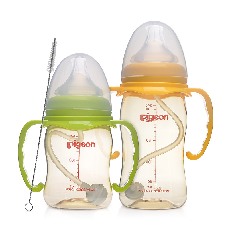 贝亲ppsu奶瓶 宽口径婴儿塑料奶瓶 宝宝奶瓶带吸管手柄160/240ml