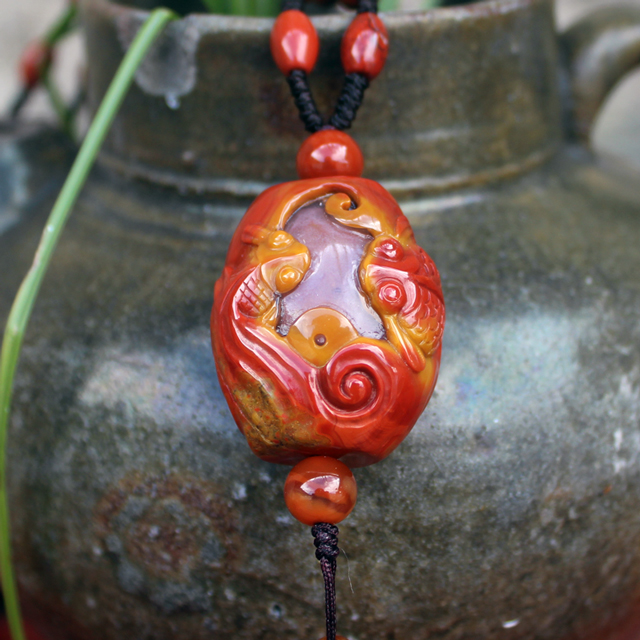 臻品战国红挂件-双鱼戏水