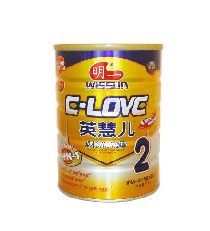 明一 英慧儿 2段较大婴儿配方奶粉900g 听装 适合6-12个月宝宝