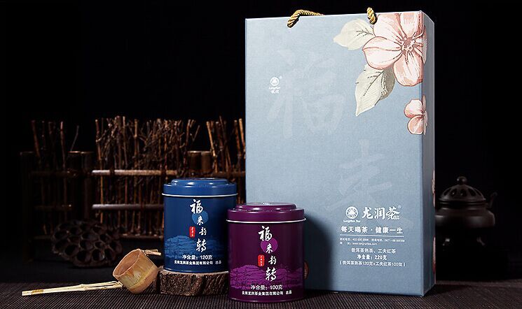 龙润▕ 普洱茶.福来韵转普洱熟茶 工夫红茶 220克 礼盒装 2013年
