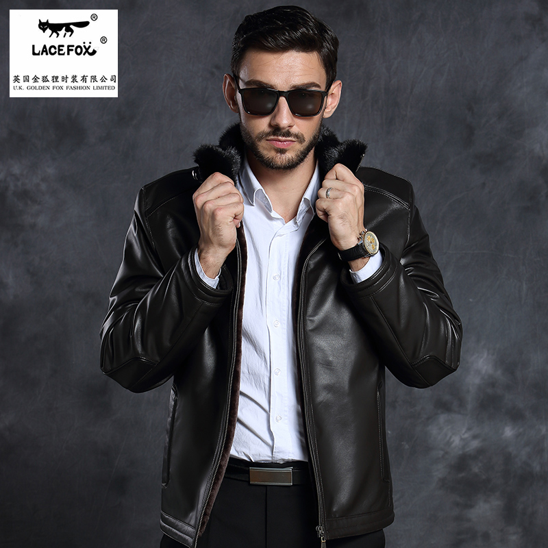 英国金狐狸 2015年冬季新款皮毛二体 澳洲进口羊羔毛内胆 真皮皮衣