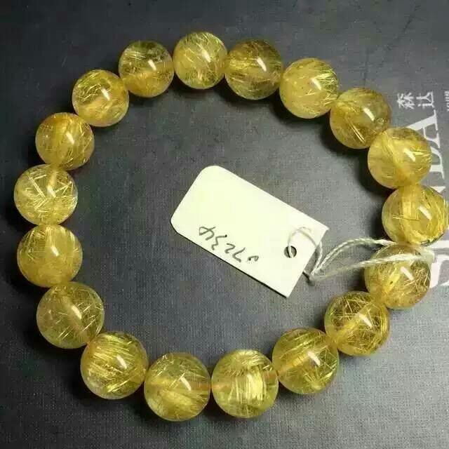 满发金发晶手链,发丝金黄色晶体干净