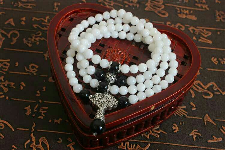 350821纯天然海南白砗磲108颗两用佛珠手串项链 如意款(0.