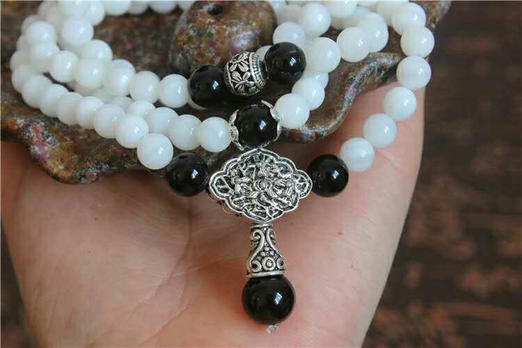 350821纯天然海南白砗磲108颗两用佛珠手串项链 如意款(0.