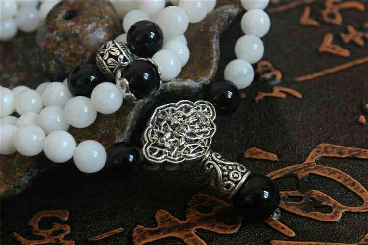 350821纯天然海南白砗磲108颗两用佛珠手串项链 如意款(0.