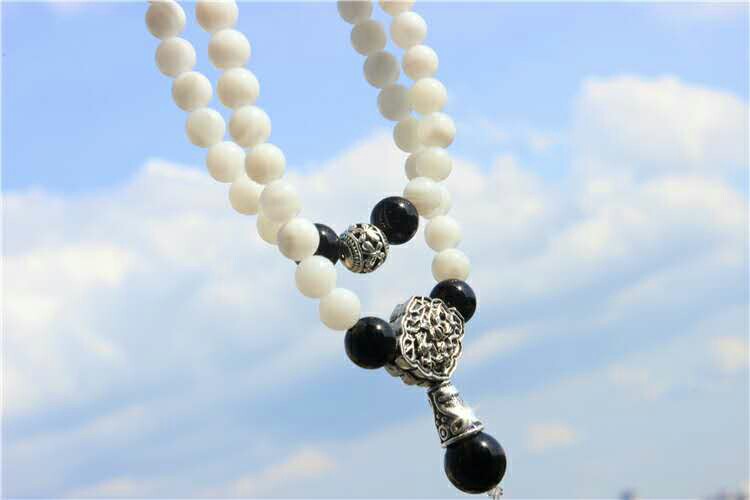 350821纯天然海南白砗磲108颗两用佛珠手串项链 如意款(0.