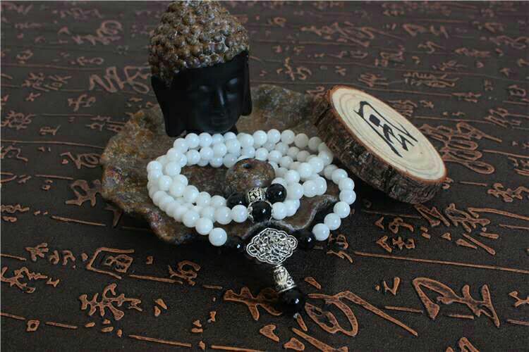 350821纯天然海南白砗磲108颗两用佛珠手串项链 如意款(0.