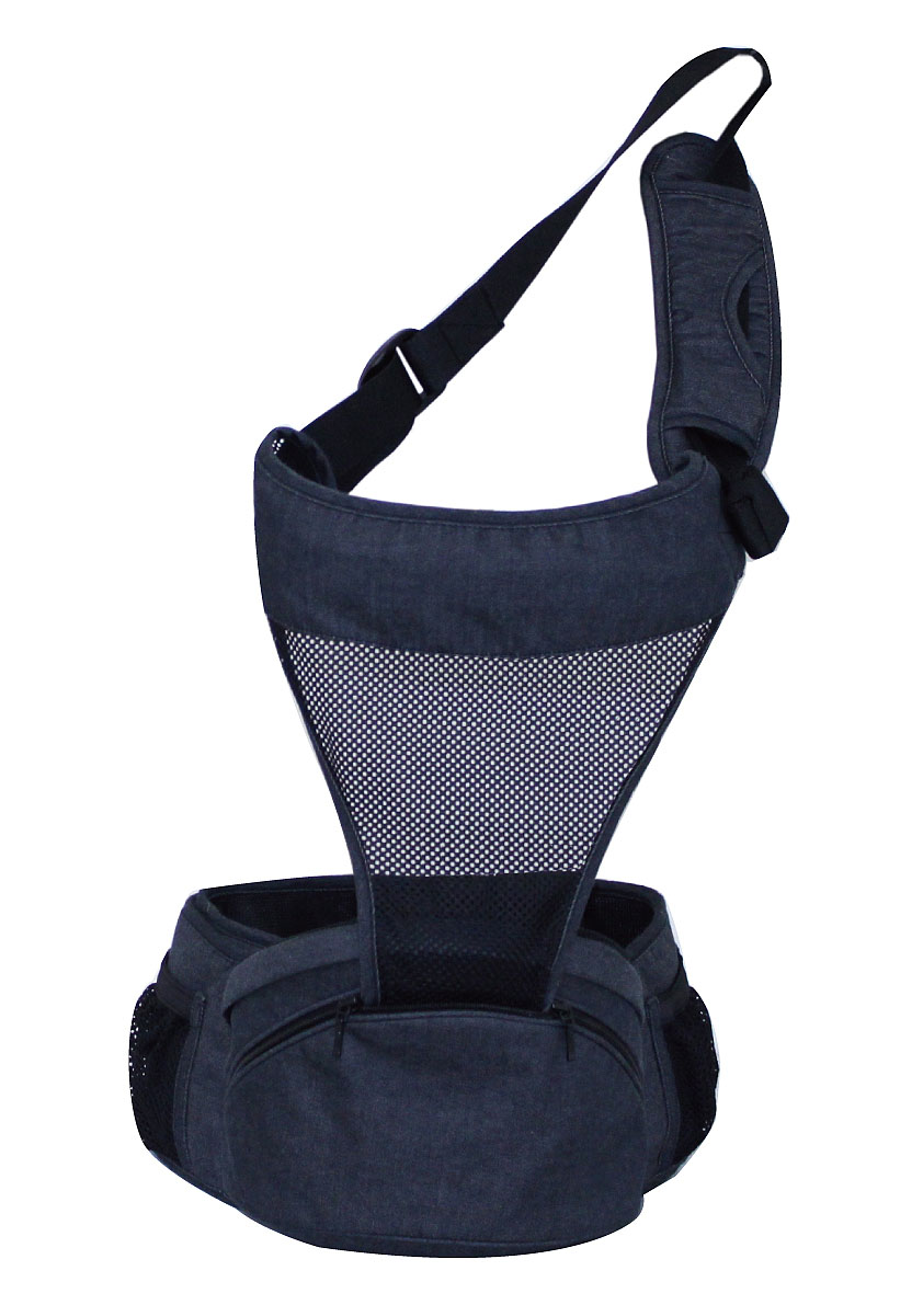 lucky单肩带连座位背带 - 牛仔布黑色