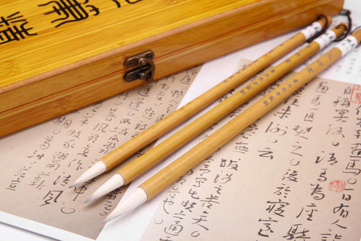 【优质大白云】文港原产优质大白云羊毫毛笔三支装 商品图0