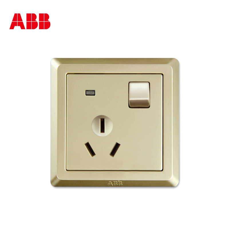 一开三孔带开关带灯三孔插座ae233-pg