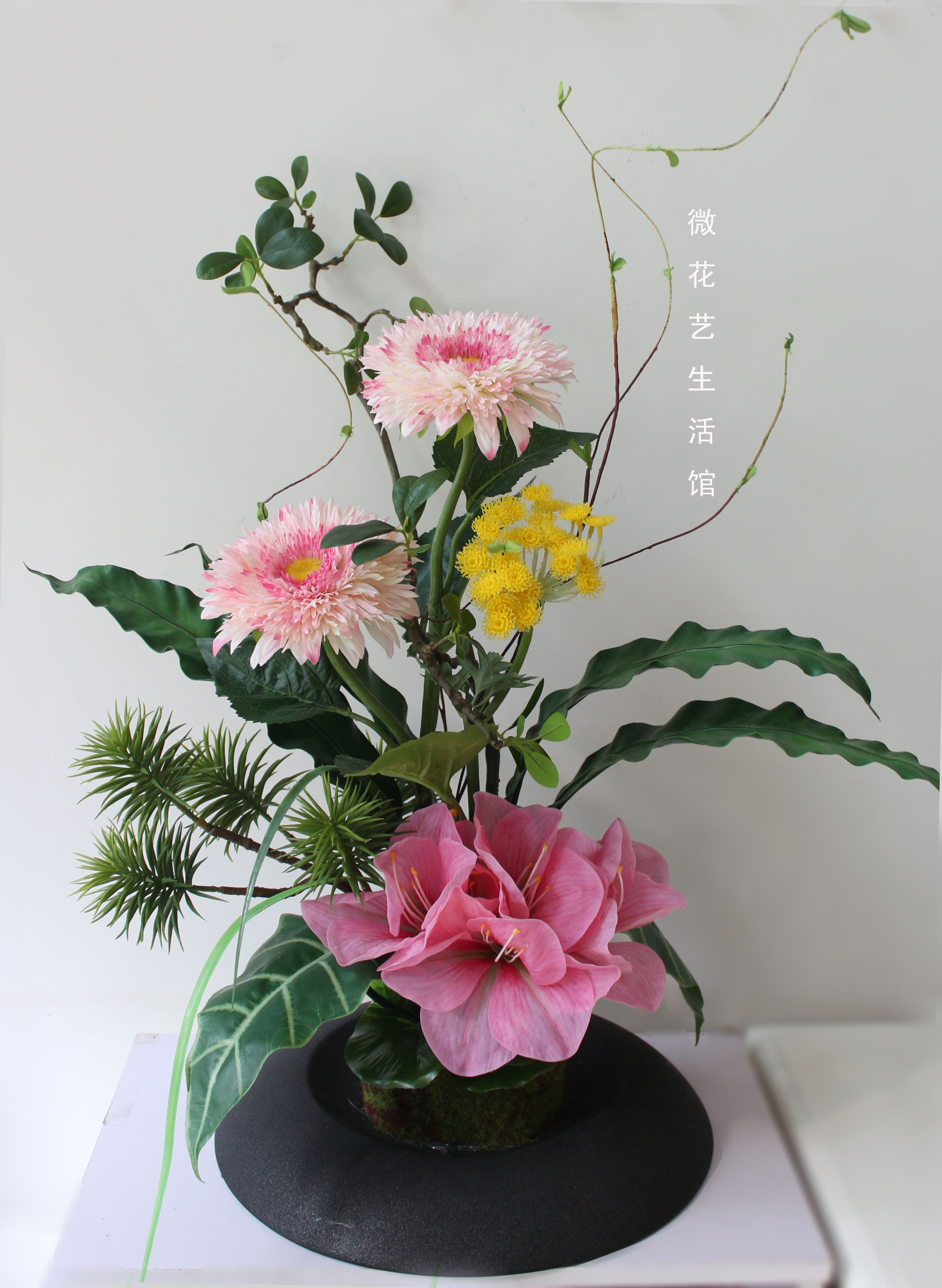 高品质仿真花艺成品(非洲菊朱顶红款)