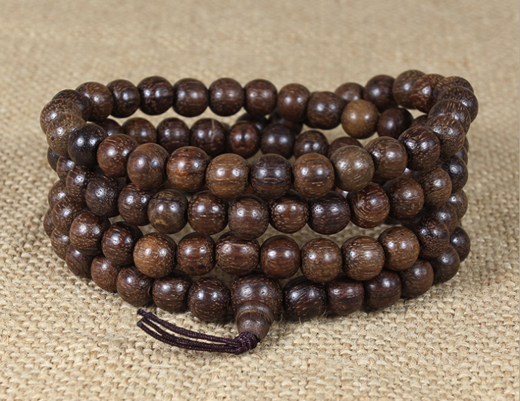 越南金丝沉沉香佛珠手链 108颗念珠