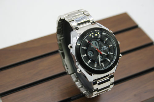 OTS手表全钢防水黑色经典表盘全钢表带