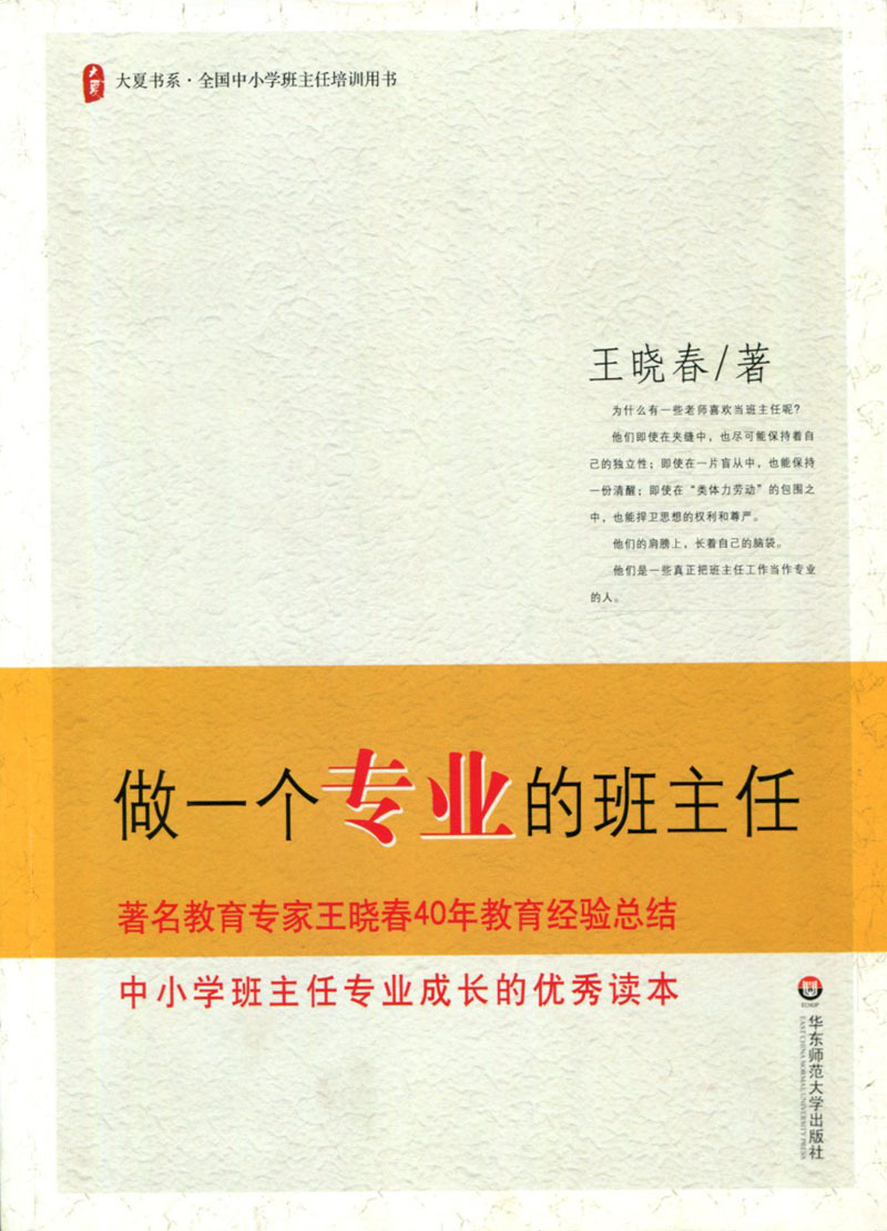 做一个专业的班主任 王晓春 华东师范大学出版社 450g
