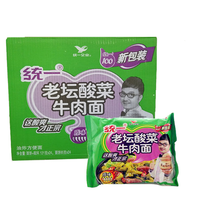 统一原味老坛酸菜牛肉面121g*24